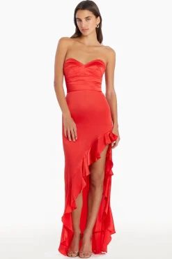 Amanda Uprichard Amalia Silk Gown CandyApple