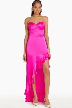 New Amanda Uprichard Amalia Silk Gown HotPinkLight
