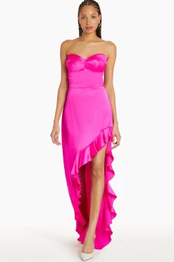 New Amanda Uprichard Amalia Silk Gown HotPinkLight