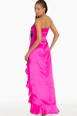 New Amanda Uprichard Amalia Silk Gown HotPinkLight