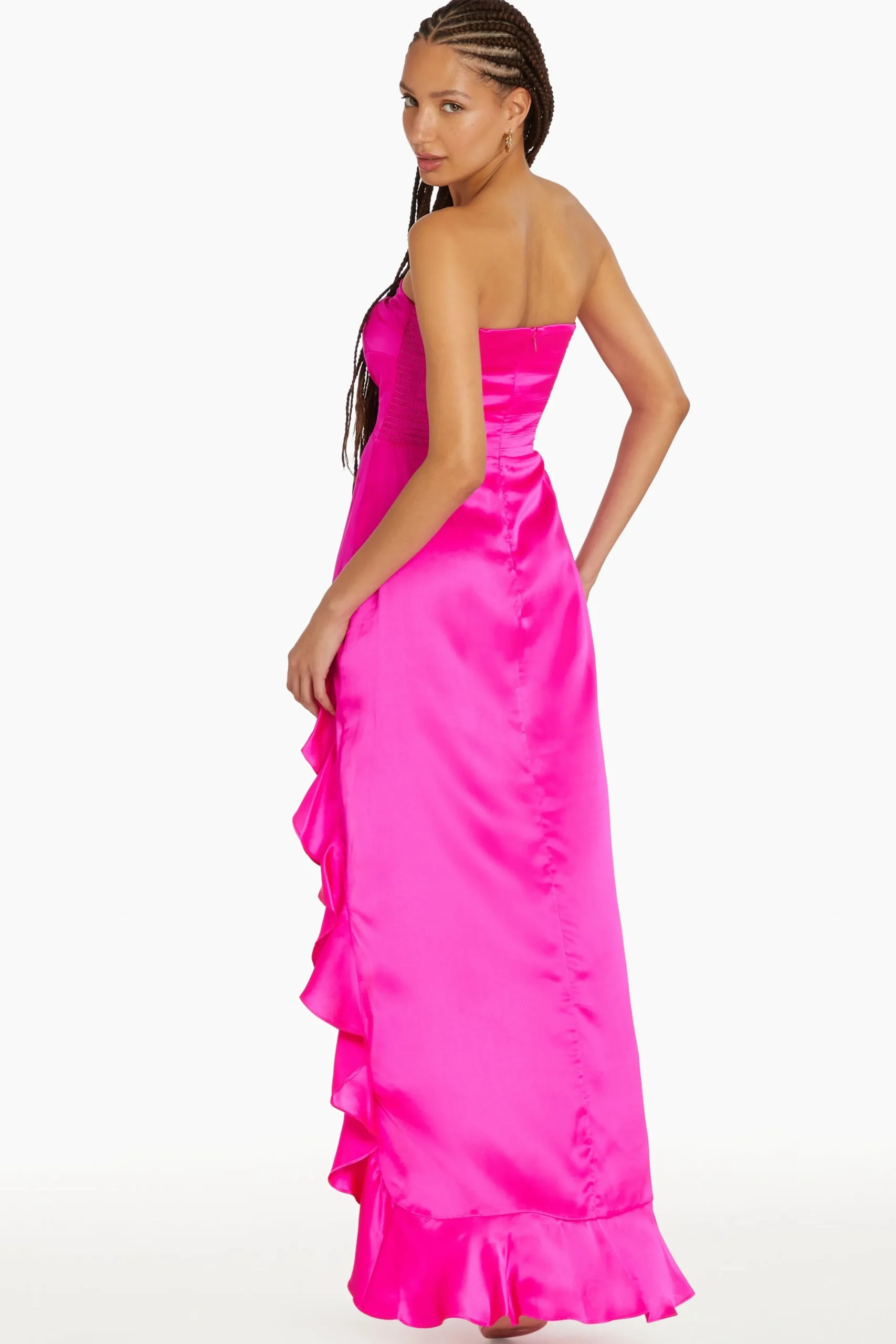 New Amanda Uprichard Amalia Silk Gown HotPinkLight