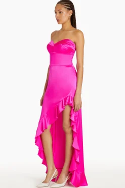 New Amanda Uprichard Amalia Silk Gown HotPinkLight