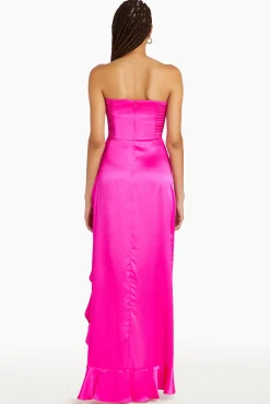New Amanda Uprichard Amalia Silk Gown HotPinkLight