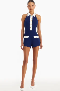 New Amanda Uprichard Archer Playsuit Navy/Ivory