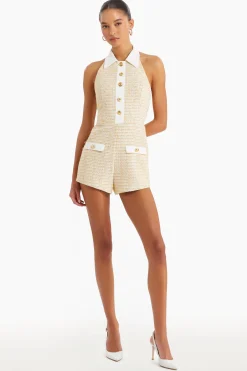 Outlet Amanda Uprichard Archer Playsuit Dreamsicle/Ivory