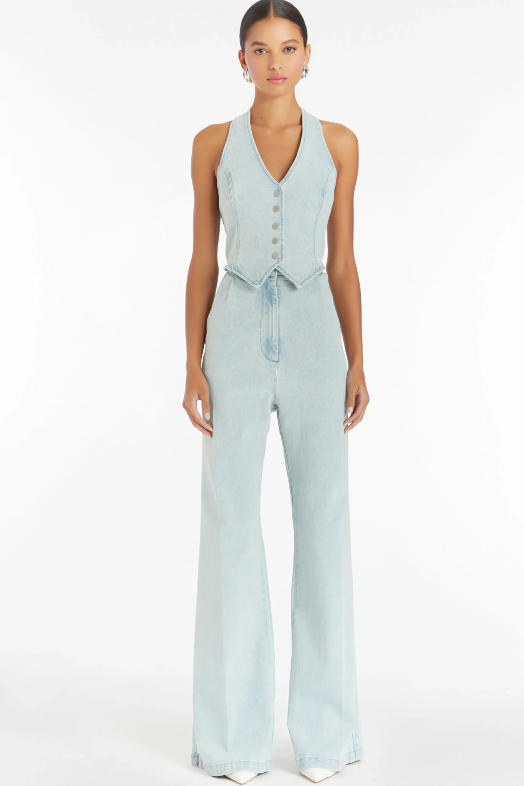 Best Amanda Uprichard Ethan Denim Jumpsuit Iceberg