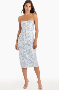 Clearance Amanda Uprichard Fae Midi Dress In Toile Brocade EnglishBlue