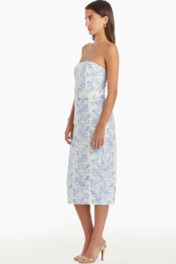 Clearance Amanda Uprichard Fae Midi Dress In Toile Brocade EnglishBlue