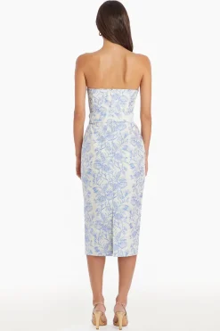 Clearance Amanda Uprichard Fae Midi Dress In Toile Brocade EnglishBlue