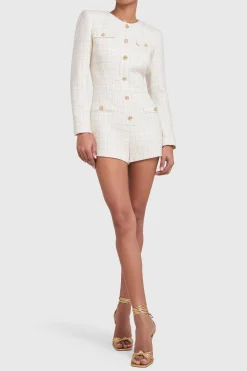 Online Amanda Uprichard Fallon Romper White/Gold