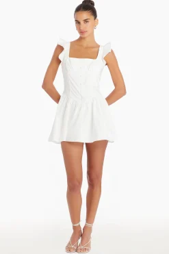 Clearance Amanda Uprichard Holland Skort Romper in Cotton Poplin White