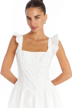 Clearance Amanda Uprichard Holland Skort Romper in Cotton Poplin White