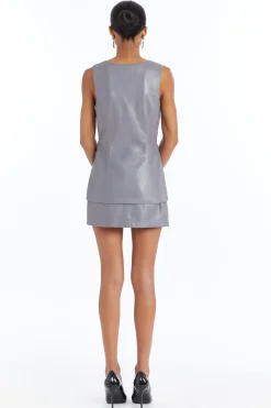 Outlet Amanda Uprichard Kya Skort Romper in Leather Slate