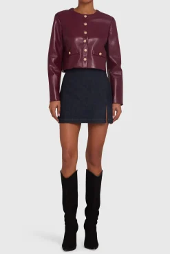 Online Amanda Uprichard Long Sleeve Braswell Jacket Burgundy