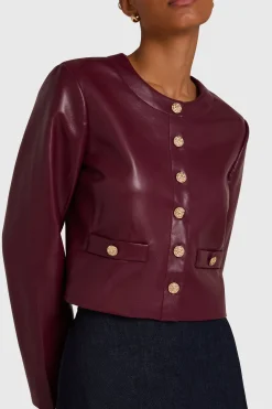 Online Amanda Uprichard Long Sleeve Braswell Jacket Burgundy