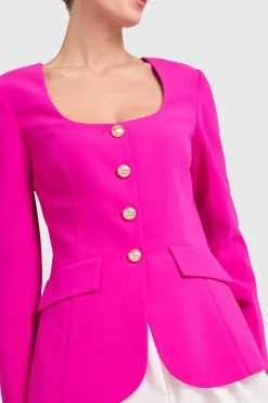 Outlet Amanda Uprichard Long Sleeve Kya Bubble DarkHotPink/White