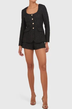 Sale Amanda Uprichard Long Sleeve Kya Romper Black