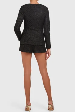 Sale Amanda Uprichard Long Sleeve Kya Romper Black