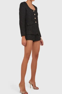 Sale Amanda Uprichard Long Sleeve Kya Romper Black