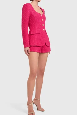 Sale Amanda Uprichard Long Sleeve Kya Romper HotPink