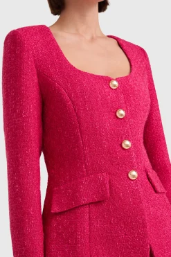 Sale Amanda Uprichard Long Sleeve Kya Romper HotPink