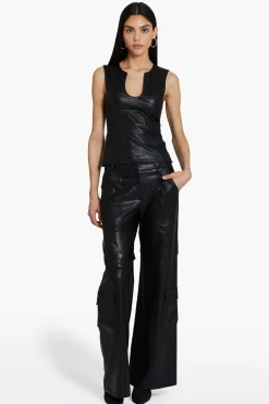 Clearance Amanda Uprichard Lucas Pants in Faux Leather Black
