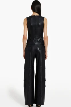 Clearance Amanda Uprichard Lucas Pants in Faux Leather Black