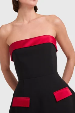 Hot Amanda Uprichard Lucienne Skort Romper Black/Ruby