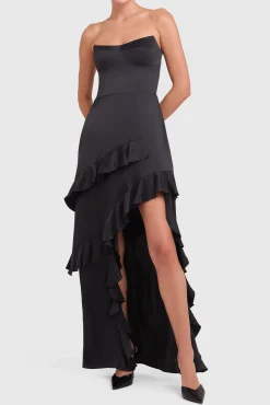 Discount Amanda Uprichard Magnolia Silk Maxi Black