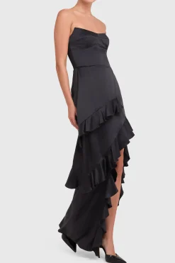 Discount Amanda Uprichard Magnolia Silk Maxi Black