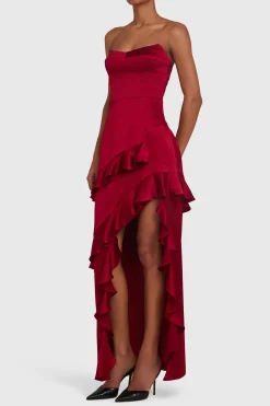 Clearance Amanda Uprichard Magnolia Silk Maxi Carnelian