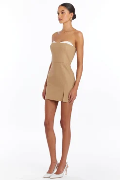 Discount Amanda Uprichard Meline Dress Khaki/Ivory