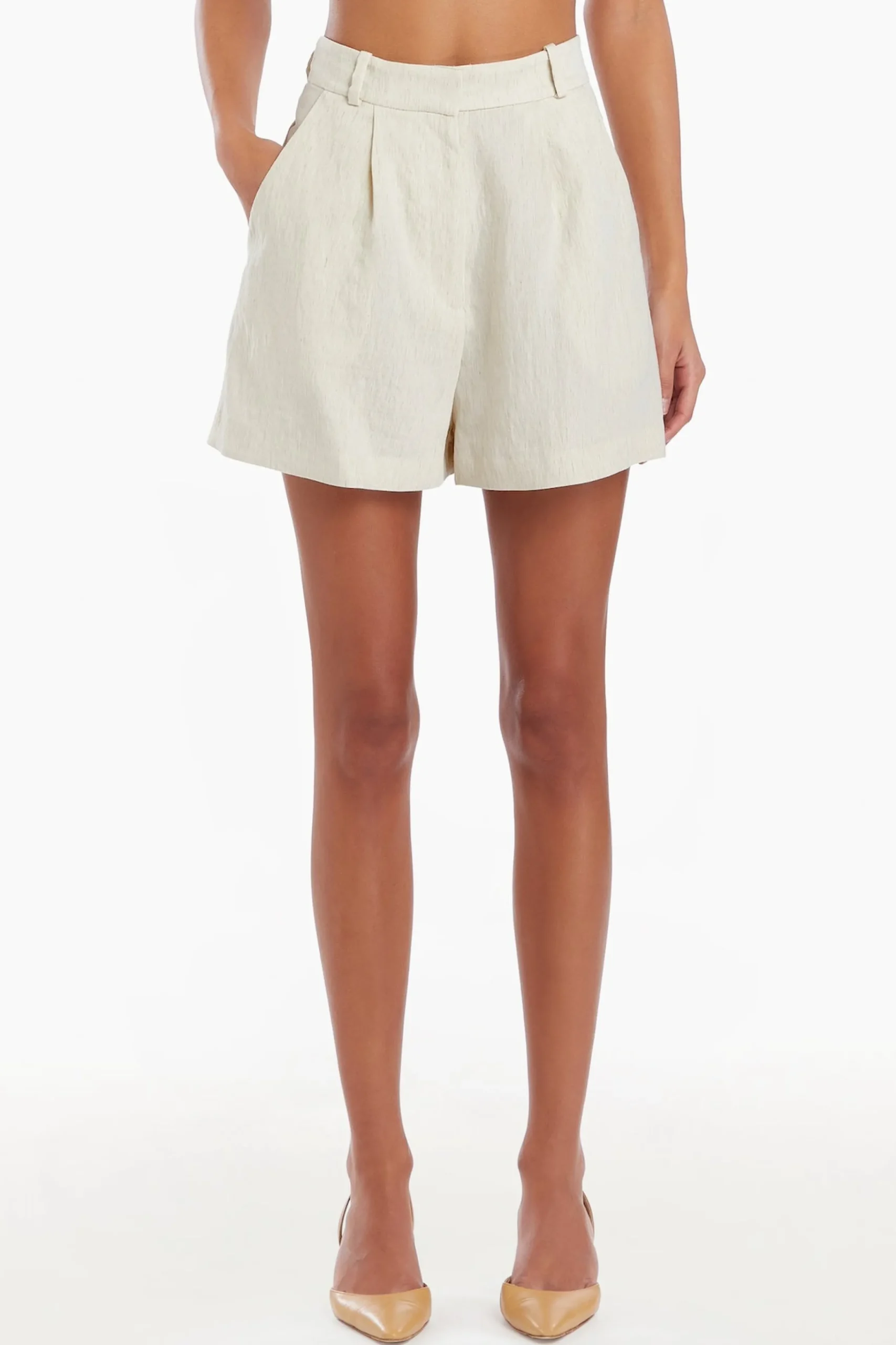 New Amanda Uprichard Noah Shorts Beige