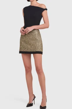 Amanda Uprichard Paxton Skirt Gold/Black