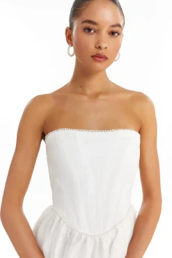 Discount Amanda Uprichard Pompeo Dress with Pearl Trim White