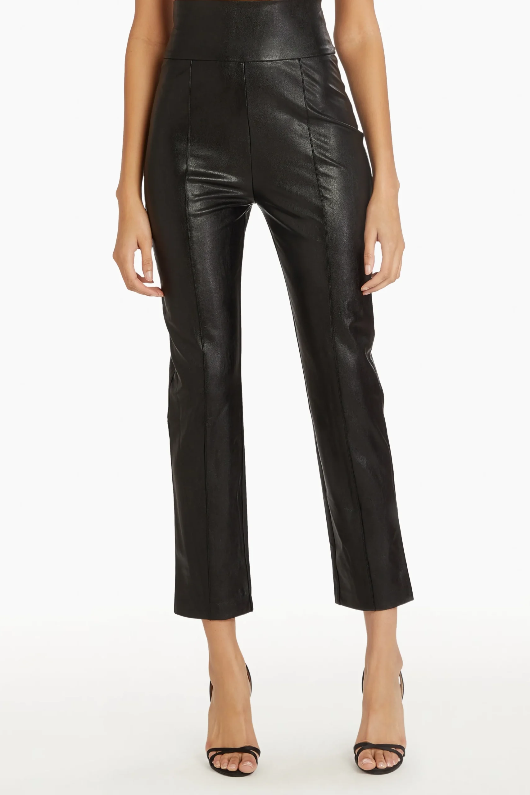 Discount Amanda Uprichard Romana Pants in Faux Leather Black