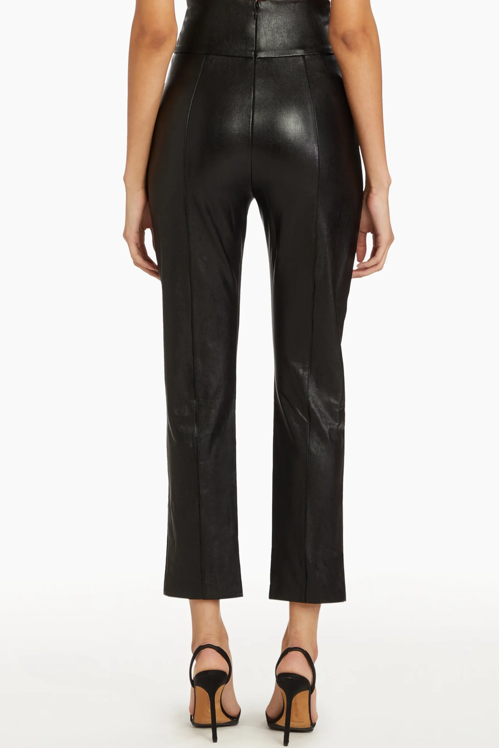Discount Amanda Uprichard Romana Pants in Faux Leather Black