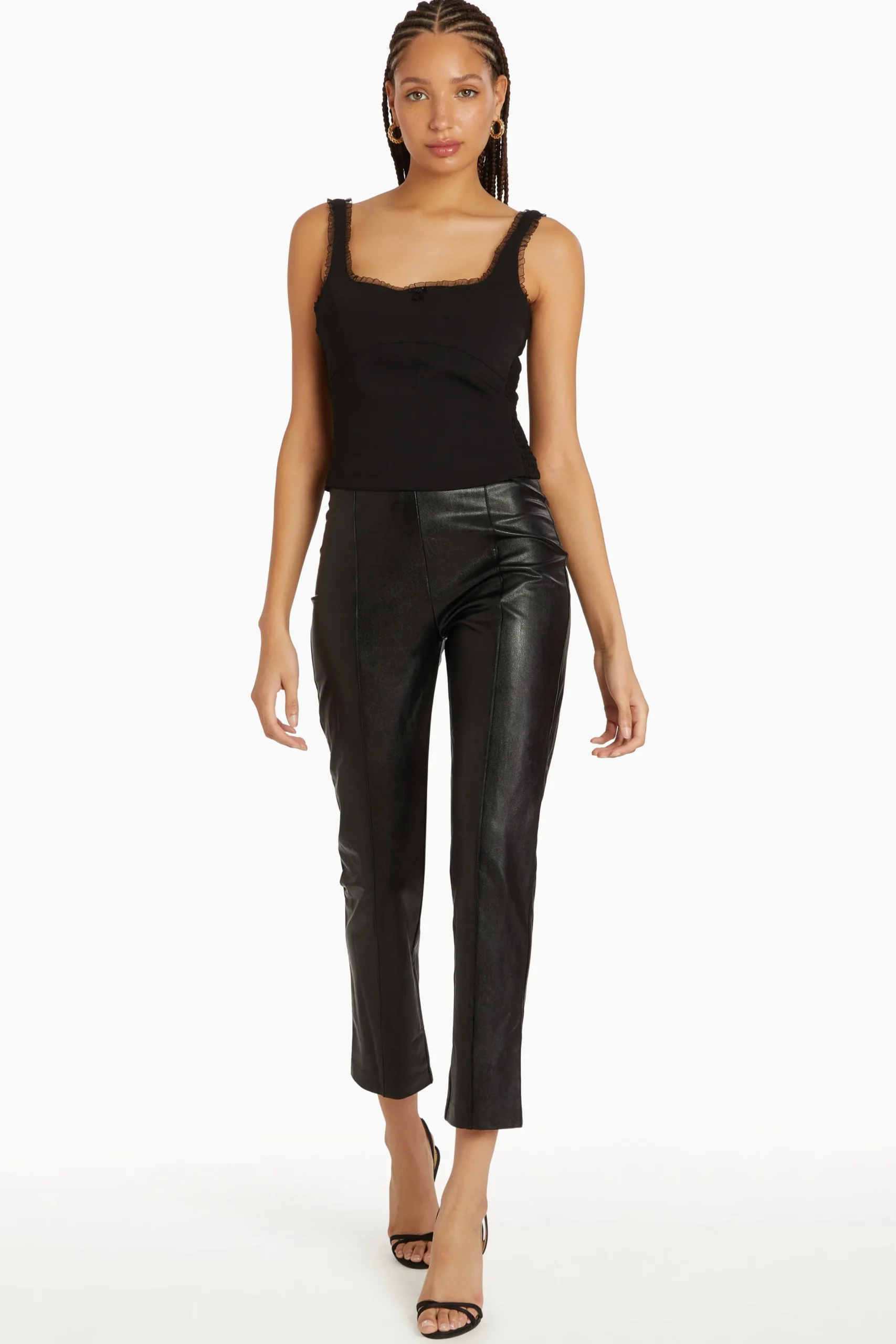 Discount Amanda Uprichard Romana Pants in Faux Leather Black