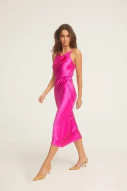 Best Amanda Uprichard Shaelyn Silk Dress HotPink