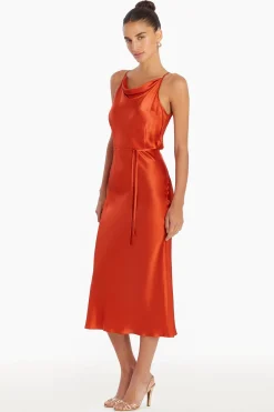New Amanda Uprichard Shaelyn Silk Dress Rhubarb