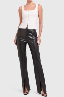 Online Amanda Uprichard Tavira Pants in Faux Leather Black